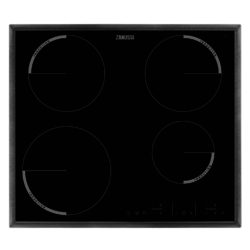 Zanussi ZEL6640XBA Electric Induction Hob in Black Glass with Stainless Steel Frame